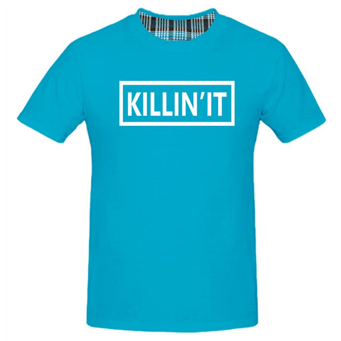 Men's Short Sleeve Killin'It Fashion Letter Print Blue T-Shirts