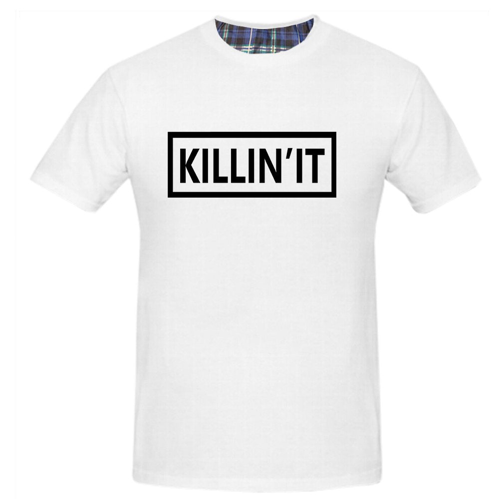 Men's Short Sleeve Killin'It Fashion Letter Print White T-Shirts