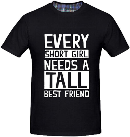 Men's Short Sleeve Short and Tall Best Friend BFF Humor Black T-Shirts