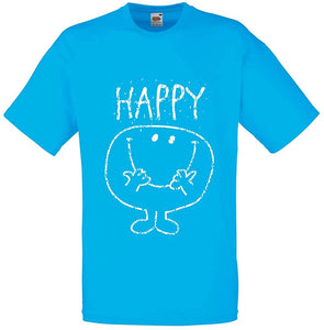 Men's Smile and be Happy ! Happiness Expression Smiley Emoji Face Blue T-Shirts