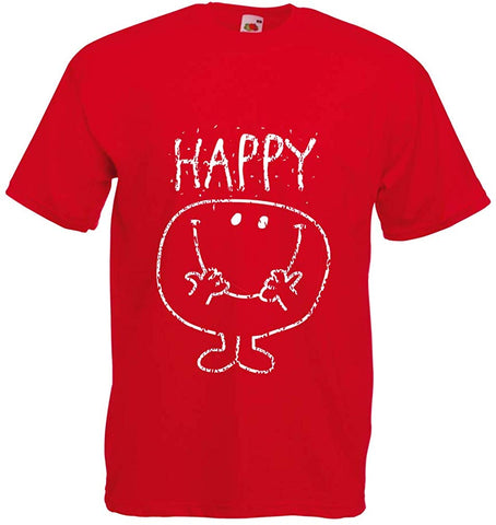 Men's Smile and be Happy ! Happiness Expression Smiley Emoji Face Red T-Shirts