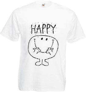 Men's Smile and be Happy ! Happiness Expression Smiley Emoji Face White T-Shirts