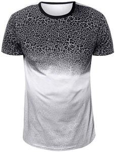 Men's Splicing Pattern Casual Fashion Lapel Short Sleeve Gray T-Shirts