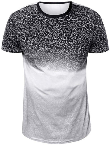 Men's Splicing Pattern Casual Fashion Lapel Short Sleeve Gray T-Shirts