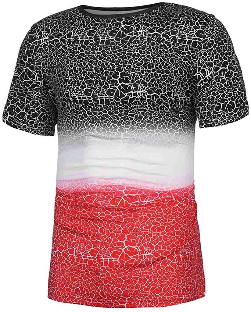 Men's Splicing Pattern Casual Fashion Lapel Short Sleeve Red T-Shirts