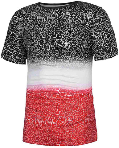 Men's Splicing Pattern Casual Fashion Lapel Short Sleeve Red T-Shirts