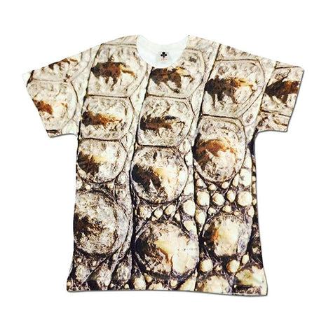 Men's Sublimation Crocodile Skin Reptile Photograph Prints Custom White T-Shirts