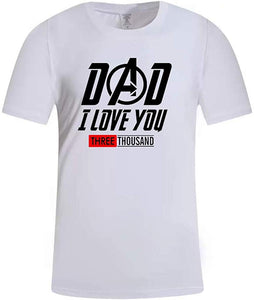 Men's Summer Father's Day Short Sleeve Casual Print Gift for DAD I Love You 3000 Tops White T-Shirts