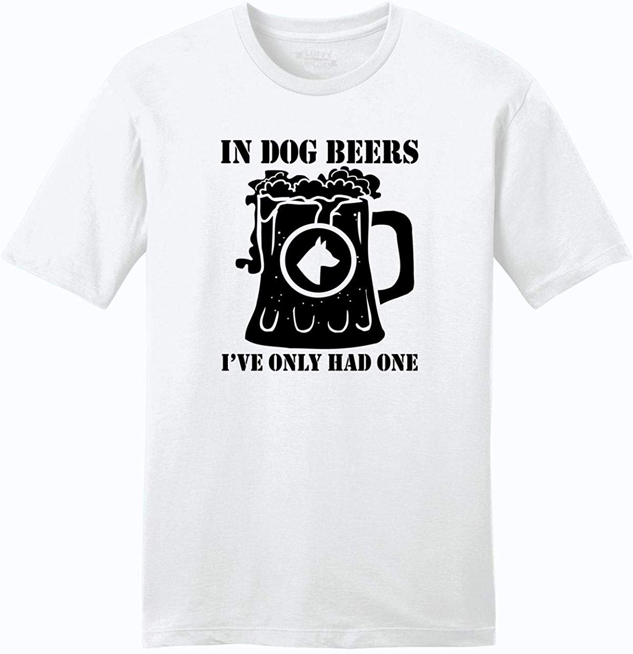 Men's in Dog Beers Only Had One Soft White T-Shirts