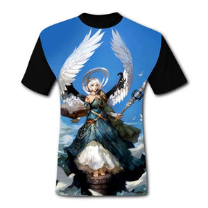 Mens Angel Wings Casual Print Comfortable Adult Short Sleeve Funny Creative Black T-Shirts