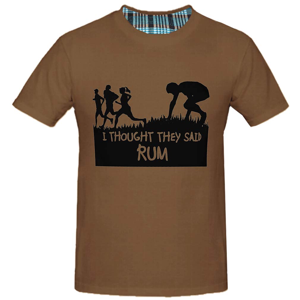 Mens Casual Crew Neck Brown T-Shirts