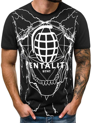 Mens Casual Tops,Fineser Mens Short Sleeve Print Cotton Black T-Shirts