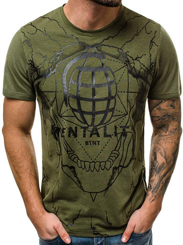 Mens Casual Tops,Fineser Mens Short Sleeve Print Cotton Green T-Shirts