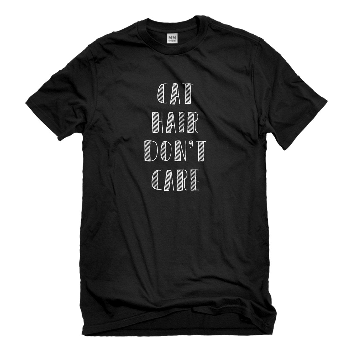 Mens Cat Hair Don't Care Black T-Shirts