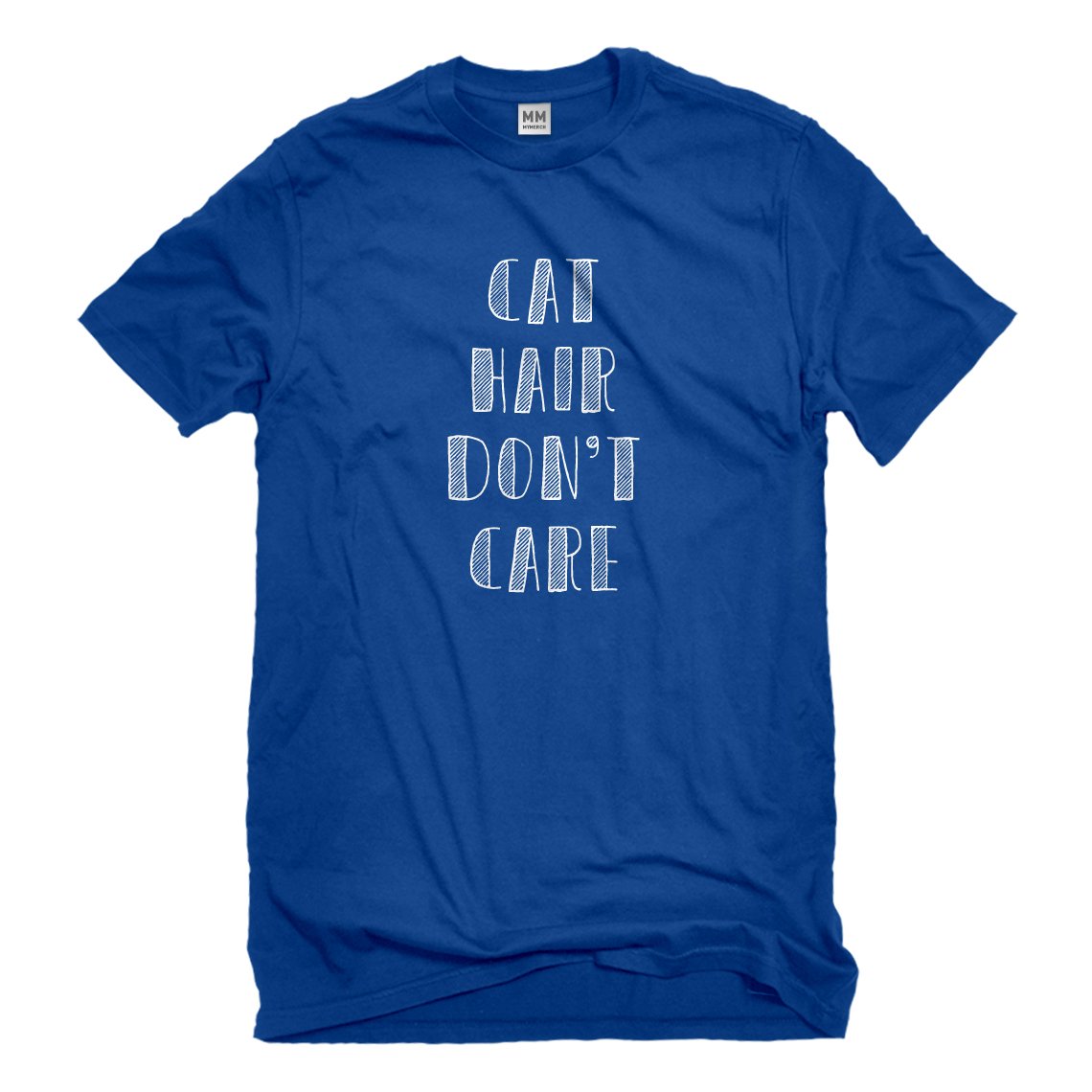 Mens Cat Hair Don't Care Blue T-Shirts