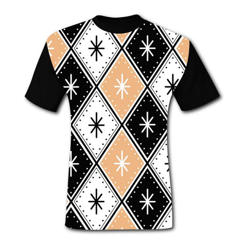 Mens Christmas Diamond Snowflake Comfortable Adult Short Sleeve Funny Creative Black T-Shirts