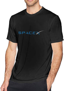 Mens Comfort SPACEX Cotton Short Sleeve Black T-Shirts