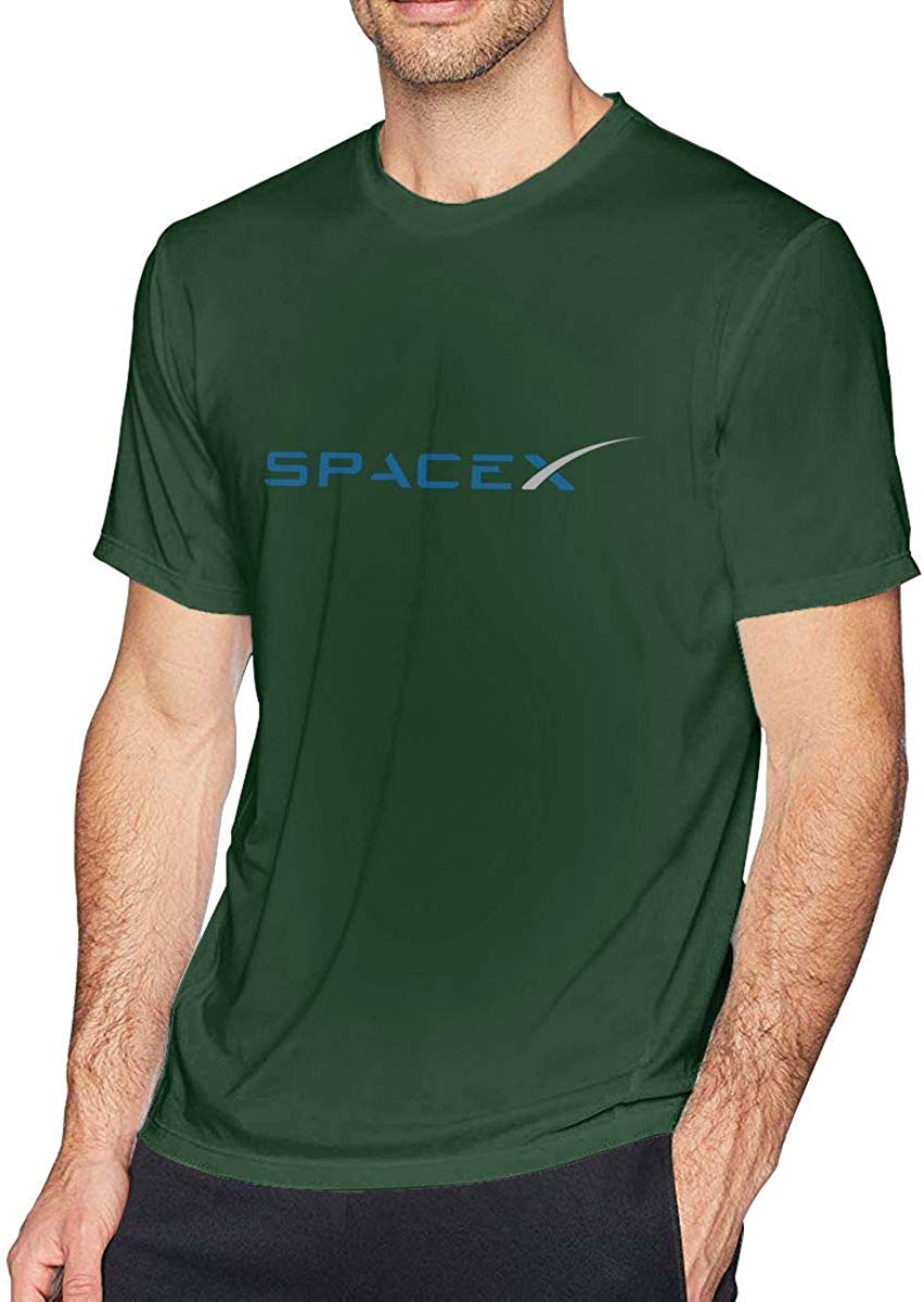 Mens Comfort SPACEX Cotton Short Sleeve Green T-Shirts