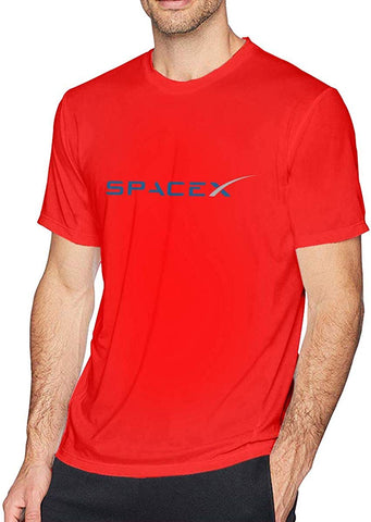 Mens Comfort SPACEX Cotton Short Sleeve Red T-Shirts