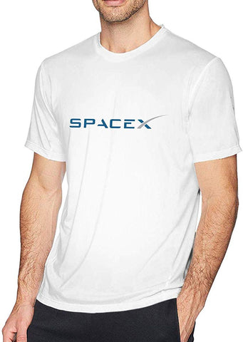 Mens Comfort SPACEX Cotton Short Sleeve White T-Shirts