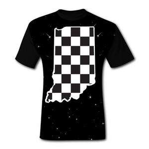 Mens Cool 3D 500 CheckeFlag Print Short Sleeve Tops Black T-Shirts