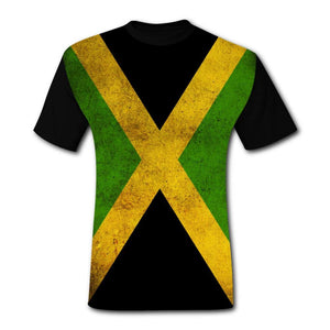 Mens Cool 3D Jamaica Rasta Jamaican Flag Print Short Sleeve Tops Black T-Shirts