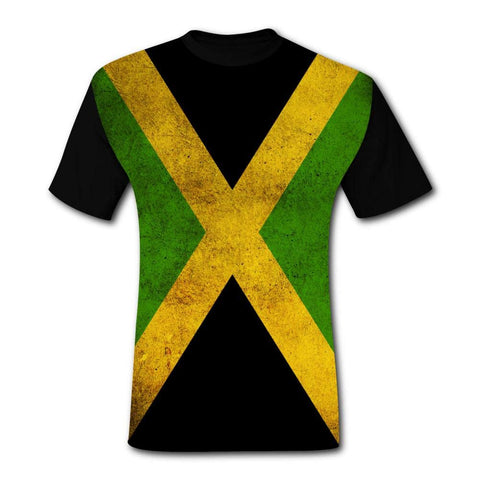 Mens Cool 3D Jamaica Rasta Jamaican Flag Print Short Sleeve Tops Black T-Shirts