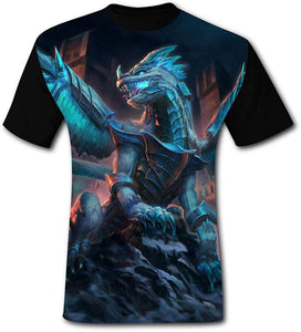 Mens Cool Ice Dragon Graphic Casual Print Comfortable Adult Short Sleeve Funny Creative Black T-Shirts