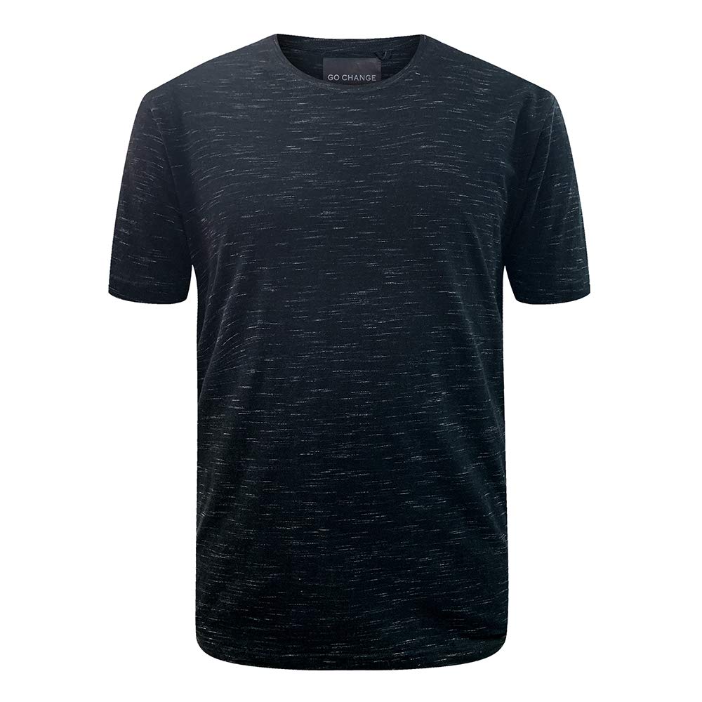 Mens Cotton Graphic Casual Crew Neck Short Sleeve Black T-Shirts