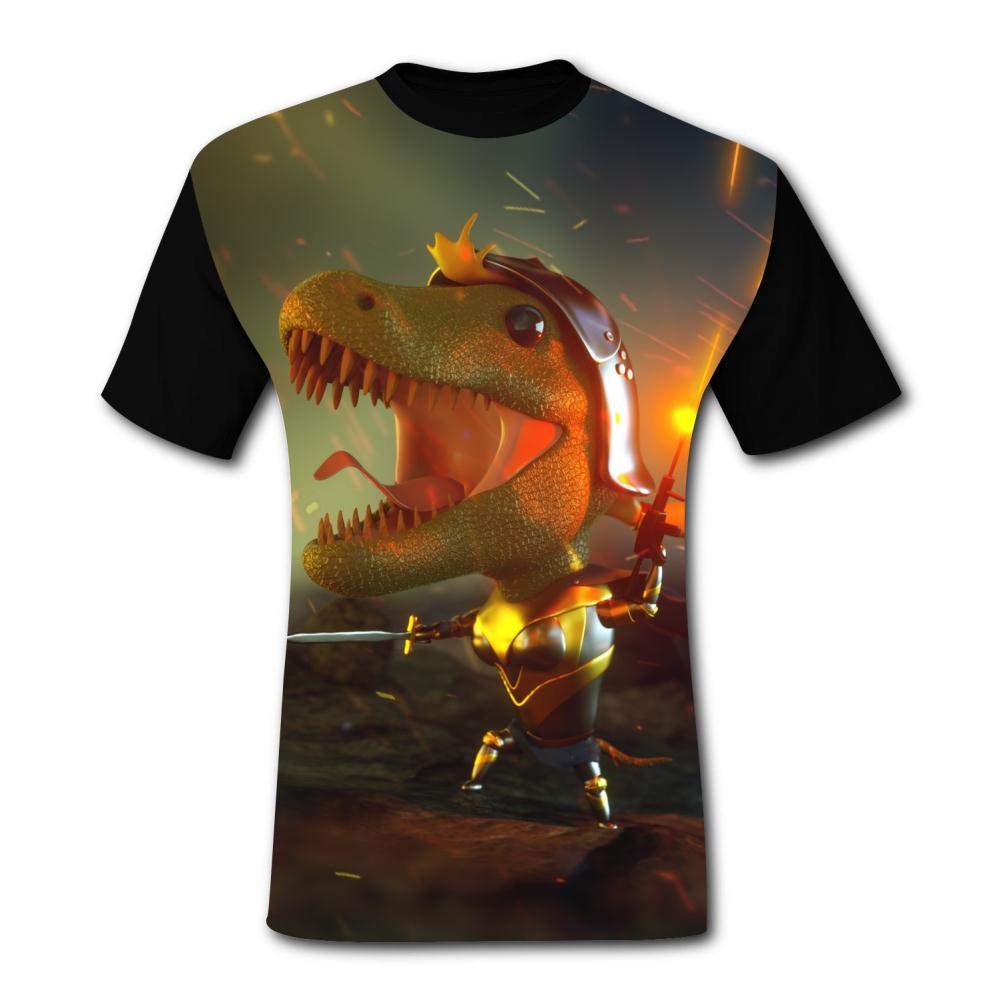 Mens Creative Dragon with Gun Summer Casual Short Sleeve Creative 3D Printed Hipster Design Black T-Shirts