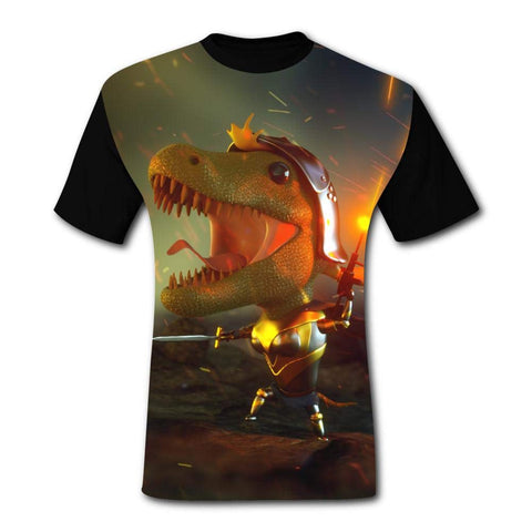 Mens Creative Dragon with Gun Summer Casual Short Sleeve Creative 3D Printed Hipster Design Black T-Shirts