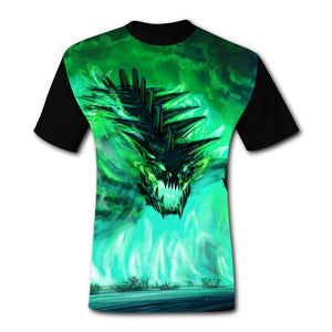 Mens Creative Neon Fire Monster Casual Print Comfortable Adult Short Sleeve Funny Creative Black T-Shirts