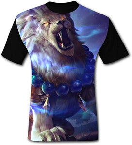 Mens Fantasy Lion Roar Casual Print Comfortable Adult Short Sleeve Funny Creative Black T-Shirts