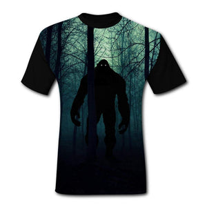 Mens Fantasy Monster Dark Forest Casual Print Comfortable Adult Short Sleeve Funny Creative Black T-Shirts