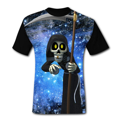 Mens Halloween Grim Reaper Skeleton Comfortable Adult Short Sleeve Funny Creative Black T-Shirts