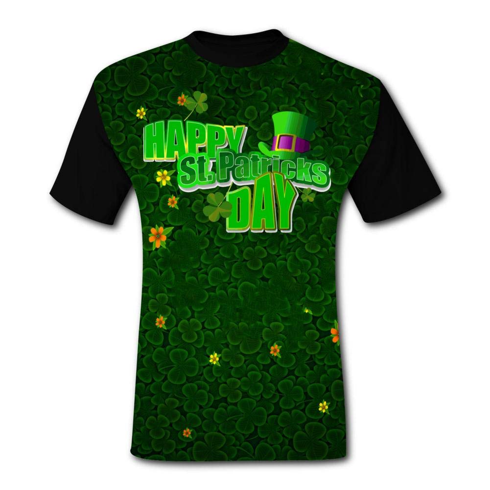 Mens | Hipster Creative St Patricks Day Lucky 3D Printed Causal Short Sleeves Black T-Shirts