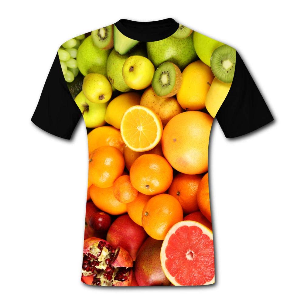 Mens Hipster Fresh Fruits Comfortable Adult Short Sleeve Funny Creative Black T-Shirts