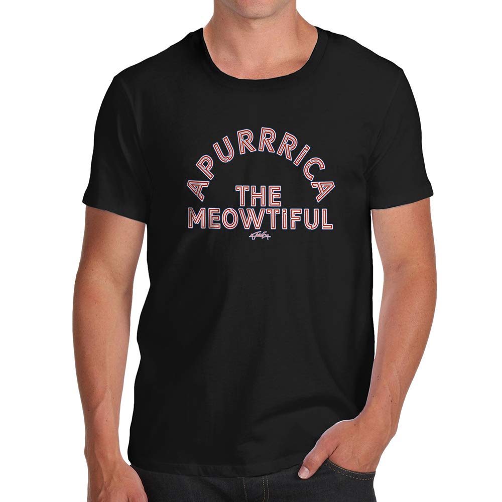 Mens Humor Novelty Graphic Sarcasm Funny Apurrica The Meowtiful Black T-Shirts