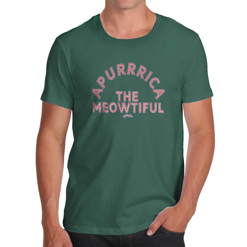 Mens Humor Novelty Graphic Sarcasm Funny Apurrica The Meowtiful Green T-Shirts