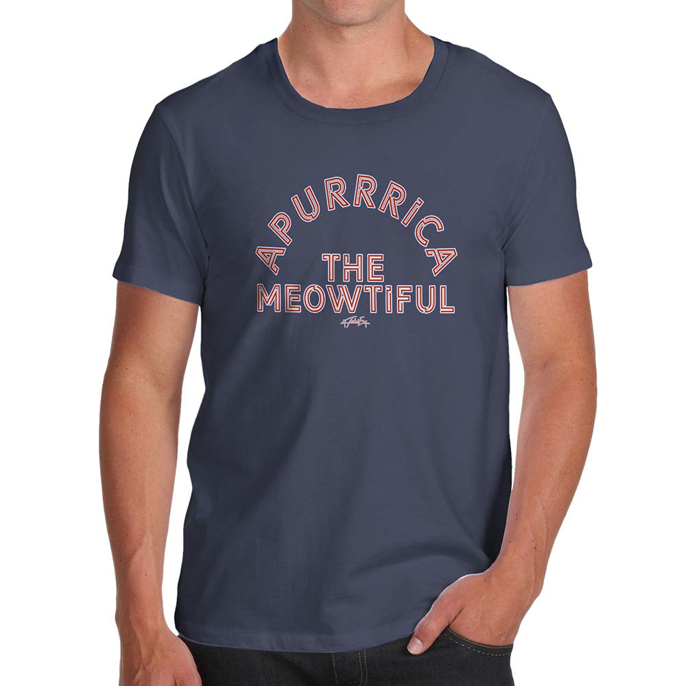 Mens Humor Novelty Graphic Sarcasm Funny Apurrica The Meowtiful Navy T-Shirts