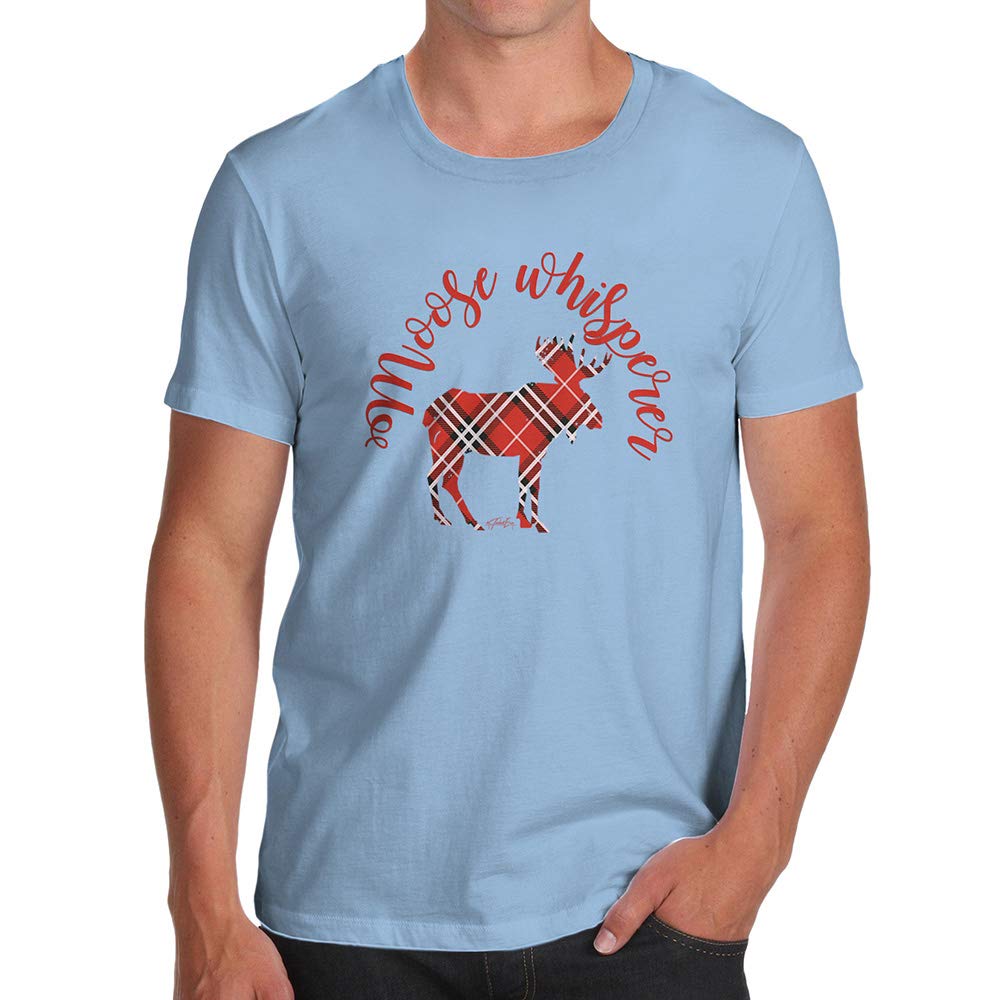 Mens Humor Novelty Graphic Sarcasm Funny Moose Whisperer Blue T-Shirts