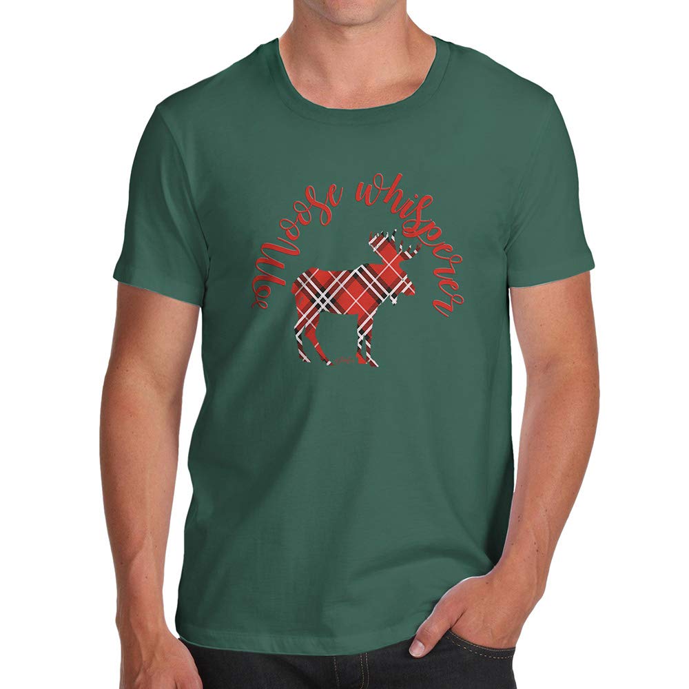 Mens Humor Novelty Graphic Sarcasm Funny Moose Whisperer Green T-Shirts