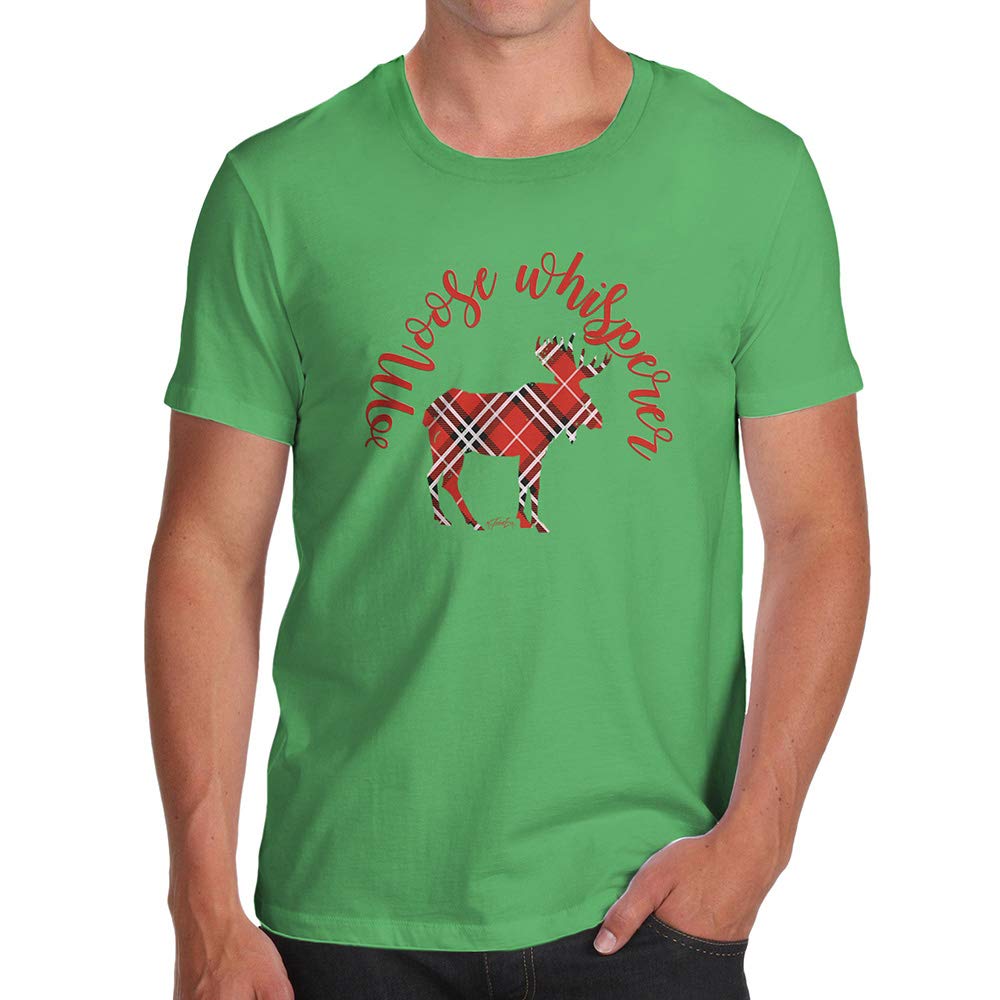 Mens Humor Novelty Graphic Sarcasm Funny Moose Whisperer Green T-Shirts