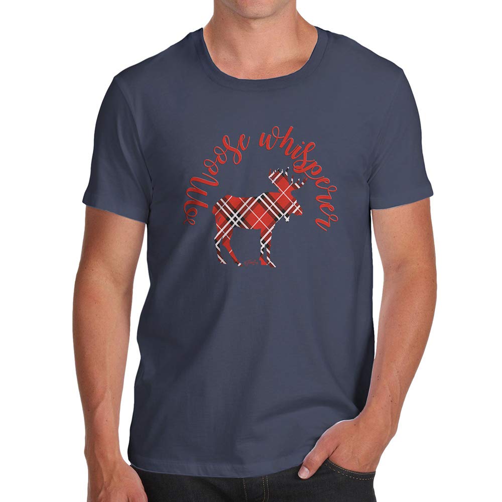 Mens Humor Novelty Graphic Sarcasm Funny Moose Whisperer Navy T-Shirts