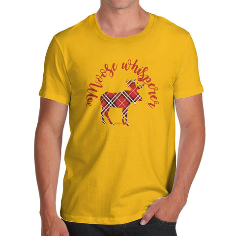 Mens Humor Novelty Graphic Sarcasm Funny Moose Whisperer Yellow T-Shirts