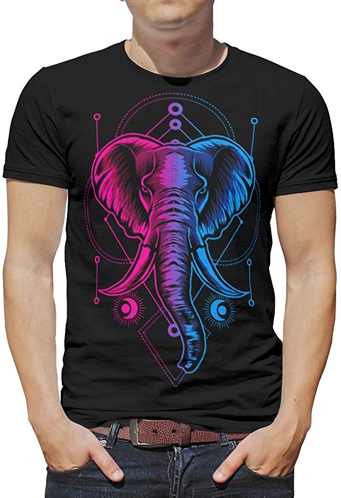 Mens Mandala Pattern Animal Pattern Quick Dry Gym Workout Short Sleeve Thin Material Tops White T-Shirts