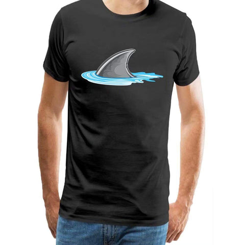 Mens Ocean Animals Shark Fin Adult Short Sleeves Graphic Novelty Black T-Shirts