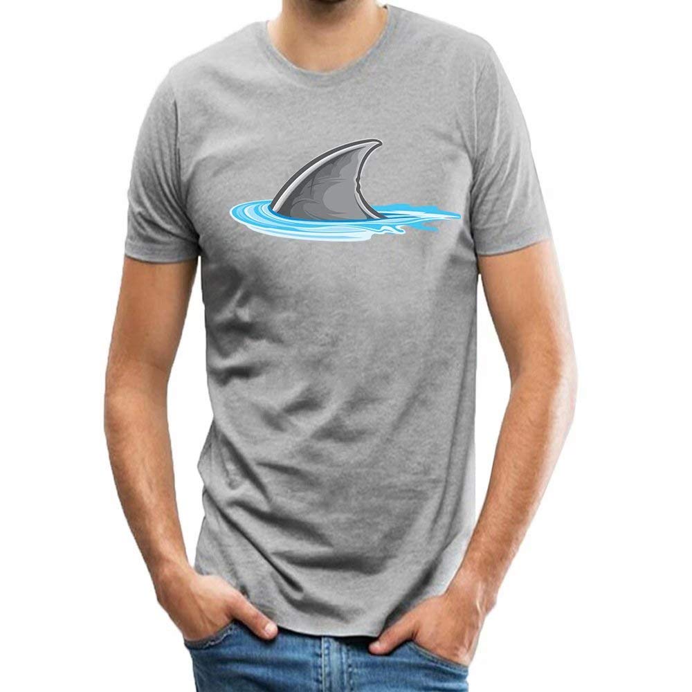 Mens Ocean Animals Shark Fin Adult Short Sleeves Graphic Novelty Grey T-Shirts