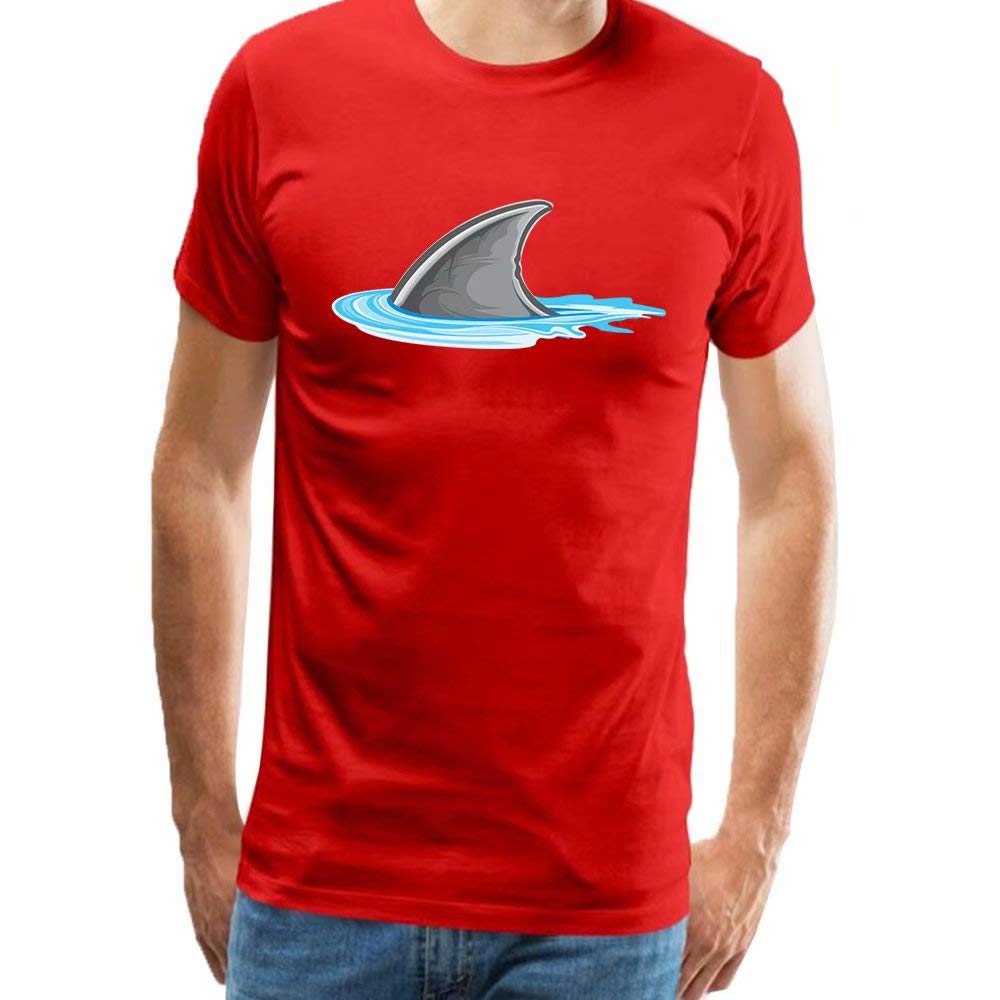 Mens Ocean Animals Shark Fin Adult Short Sleeves Graphic Novelty Red T-Shirts