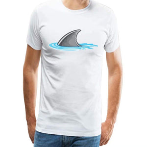 Mens Ocean Animals Shark Fin Adult Short Sleeves Graphic Novelty White T-Shirts